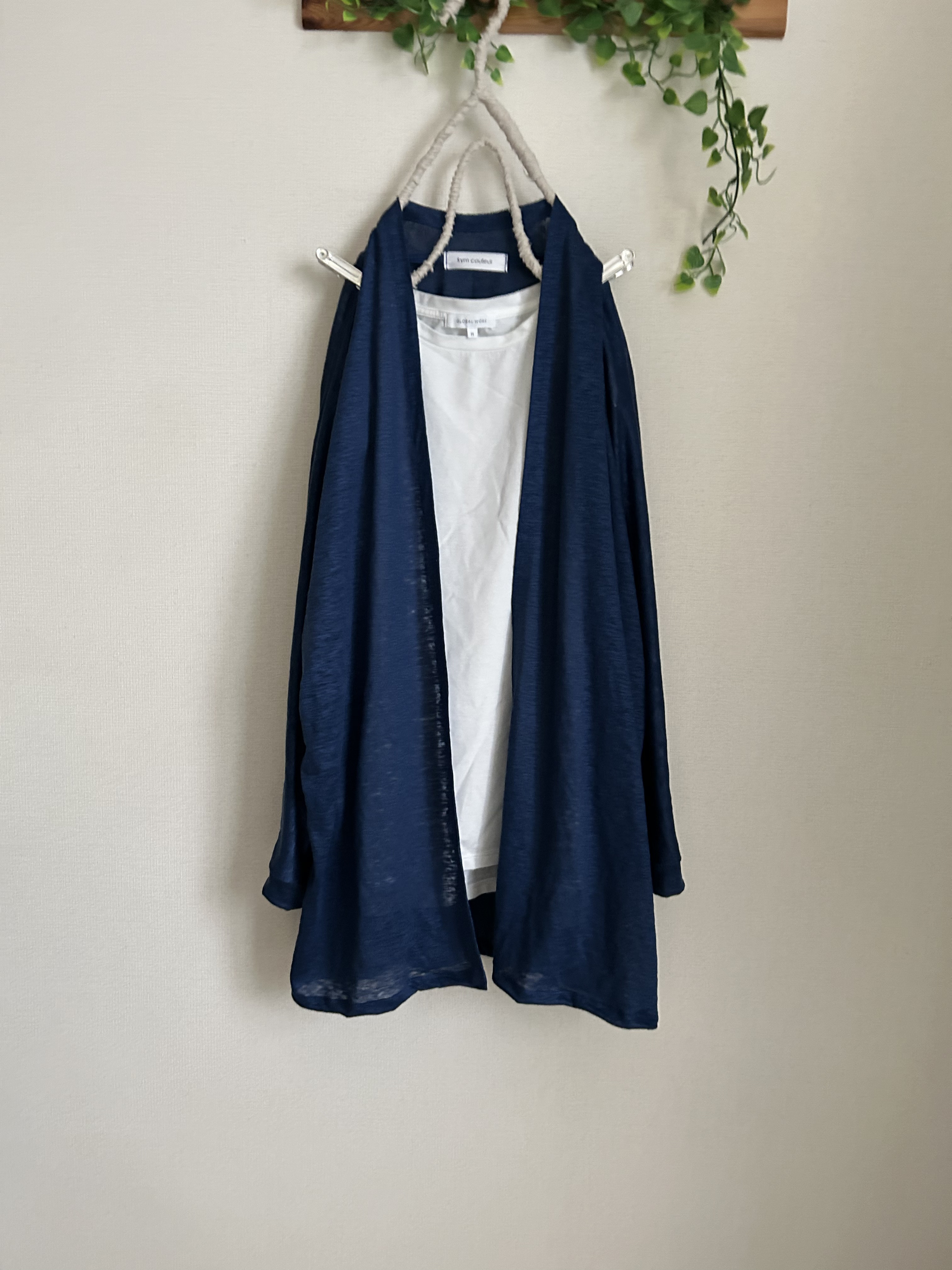 春夏秋インディゴブルーリネンニット100%ローブドルマンカーディガン