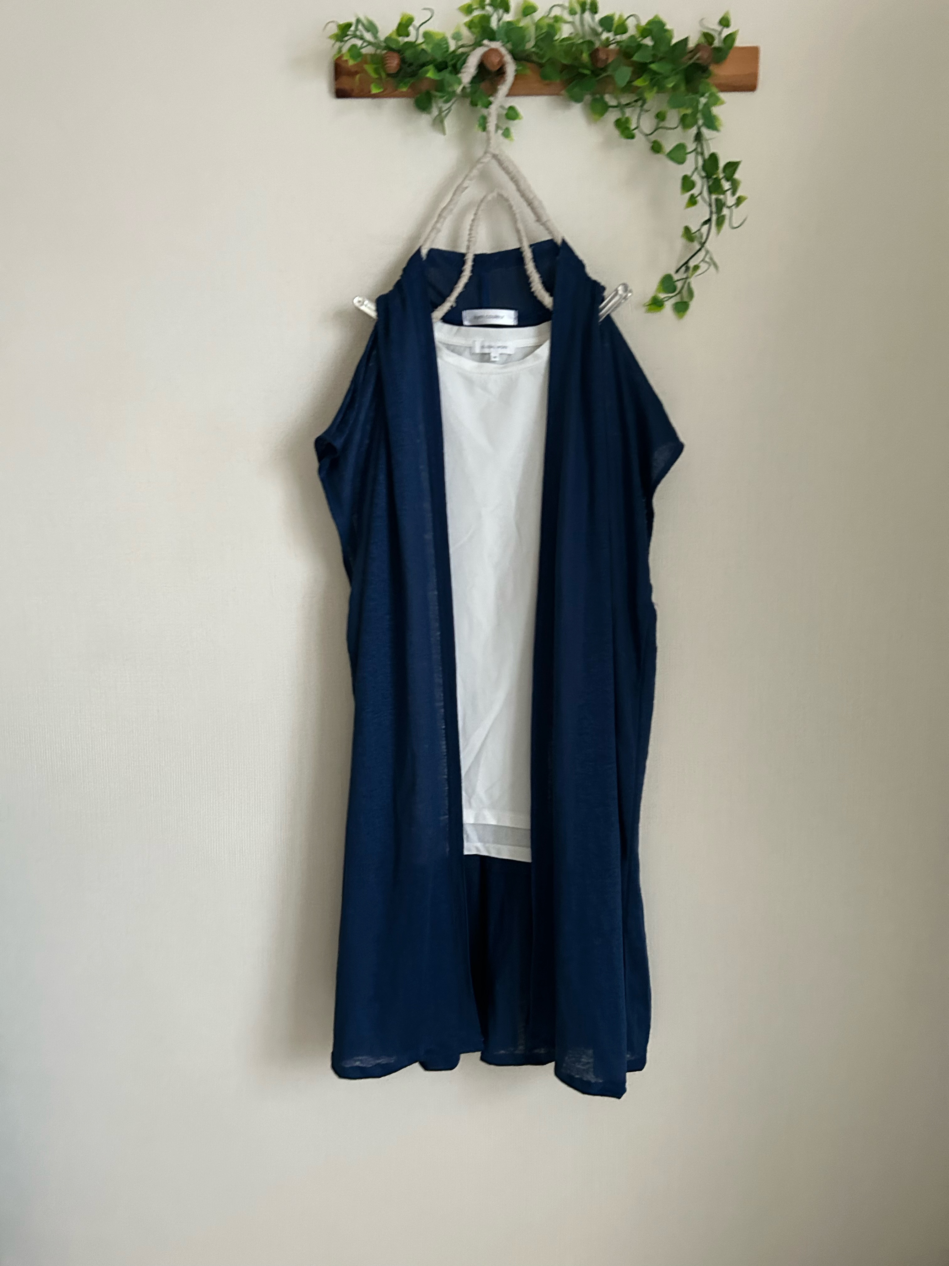 てろてろインディゴブルーリネンニット100%ローブジレカーディガン