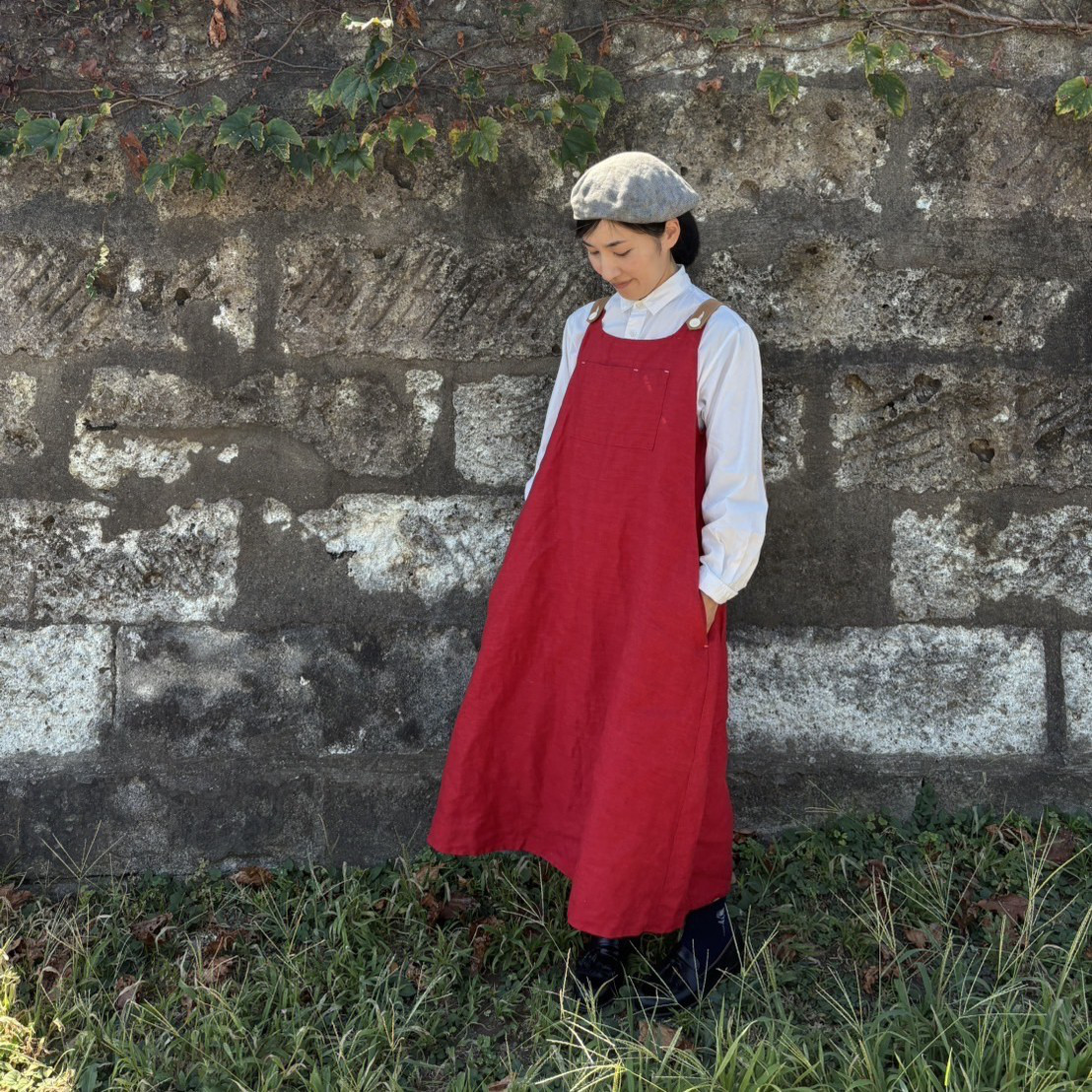 『 お仕立て承ります♪ 』リネン ワンピース　*chic red*