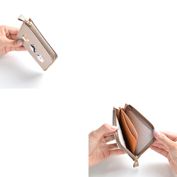 マチあり L字ファスナー コインケース 【 シュリンクレザー 刺繍 】 本革 財布 姫路レザー A345I 7枚目の画像