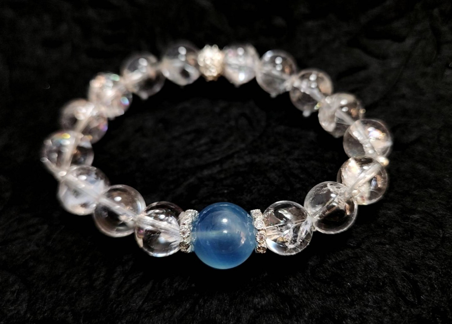 アクアマリン◇アイリスクォーツ◇虹入り◇ブレスレット◇天然石
