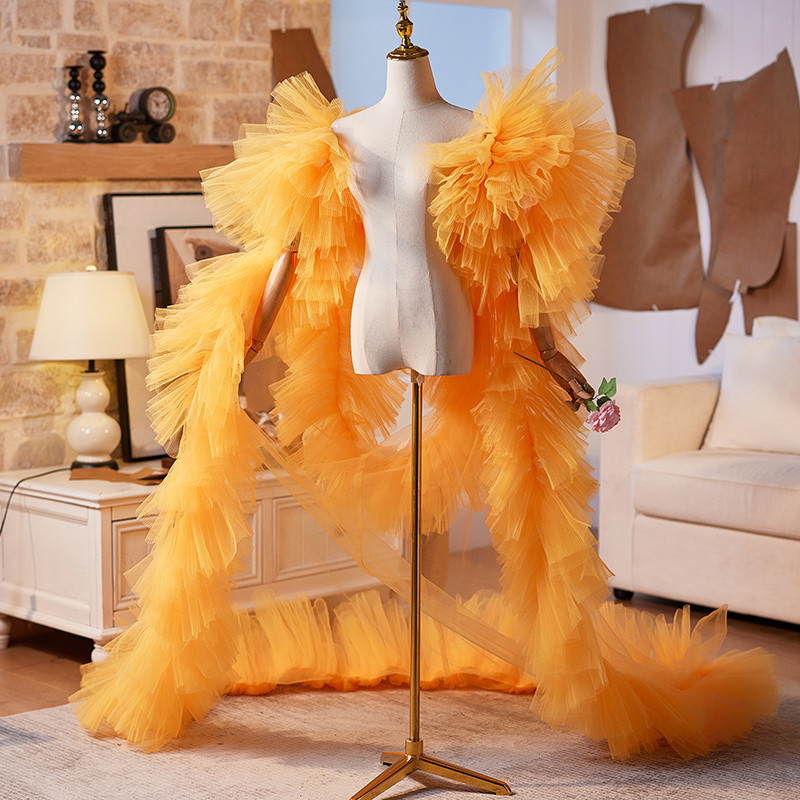 ケープ トレーン 裾引き ふわふわ 黄色 DIY綺麗 肩飾り アクセサリー パーティー ウェディングドレス DTY174