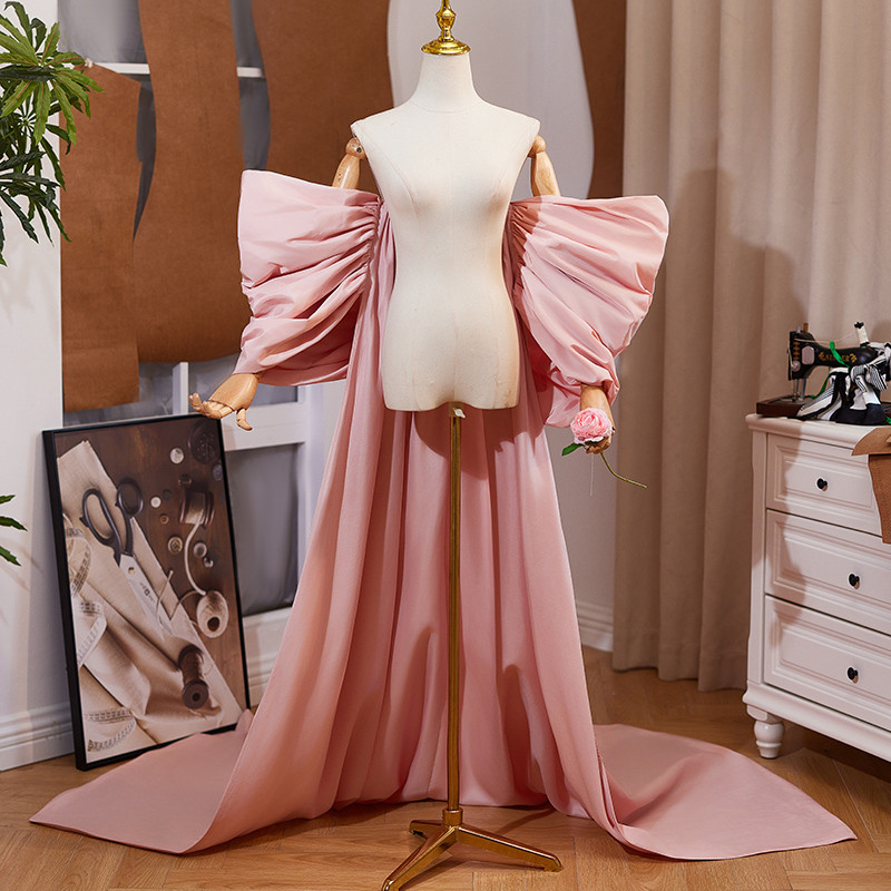 ケープ トレーン 裾引き ピンク 特大スリーブ 綺麗 DIY 肩飾り アクセサリー ウェディングドレス DTY163