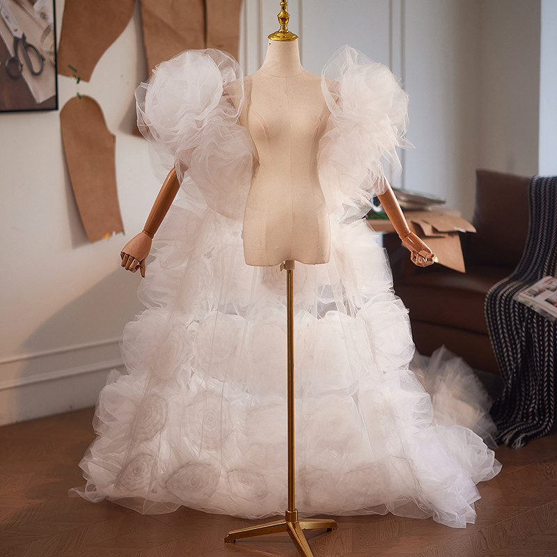 ケープ トレーン 裾引き ふわふわ 白 綺麗 DIY 肩飾り アクセサリー パーティー ウェディングドレス DTY249