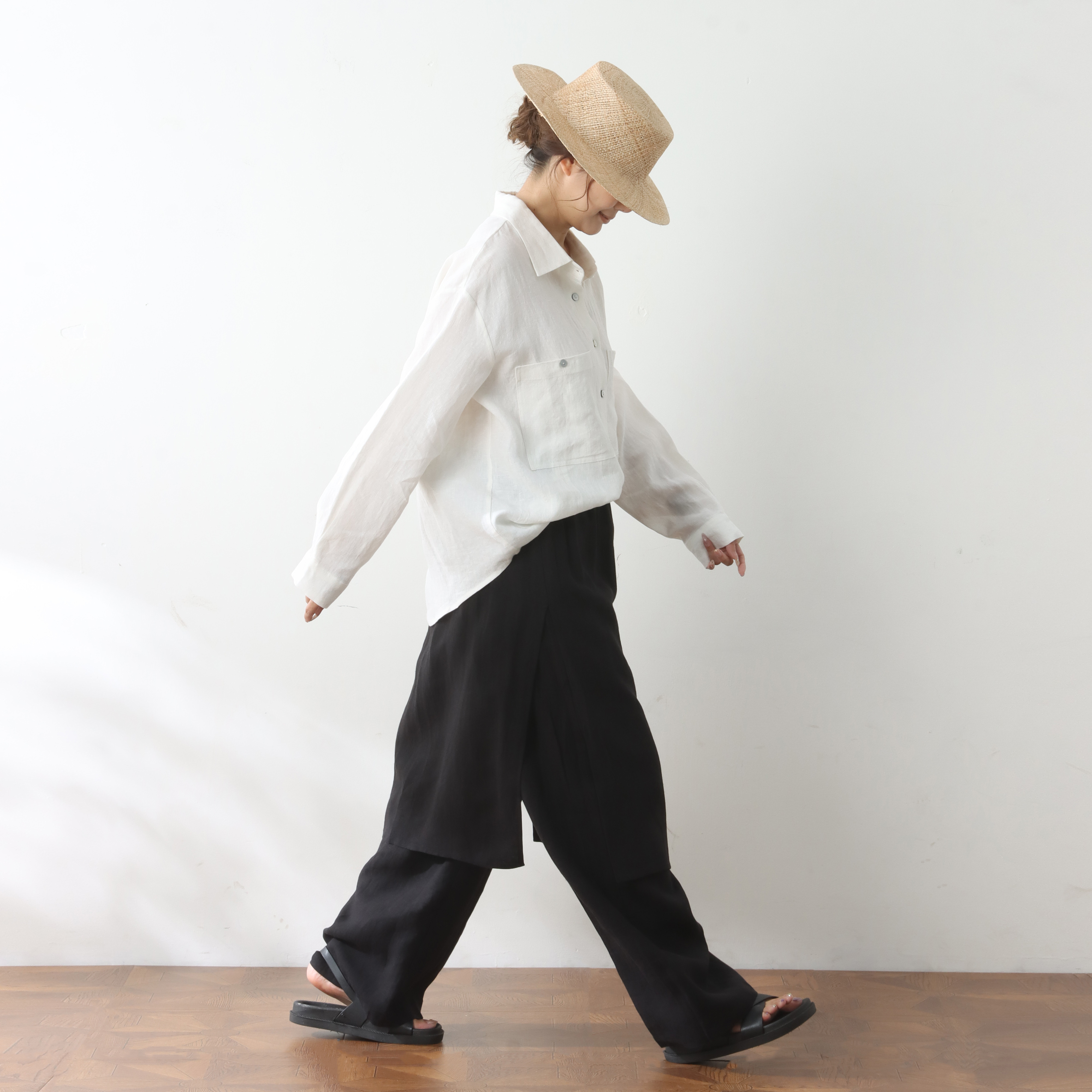 裾上げ無料♪サイズオーダー可♪全27色から　上質リネン100％　ロングパンツ＆スカート