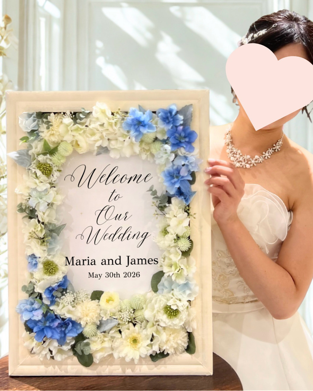 ゲストを華やかに迎える『ウェルカムボード』白×ブルー系