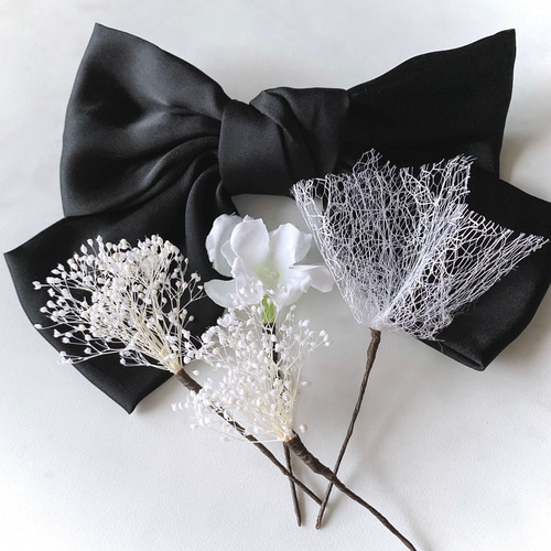 サテンリボン フラワー ヘアアクセサリー ㉖ 髪飾り 卒業式 結婚式