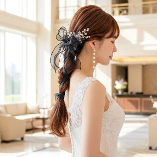 サテンリボン フラワー ヘアアクセサリー ㉖ 髪飾り 卒業式 結婚式