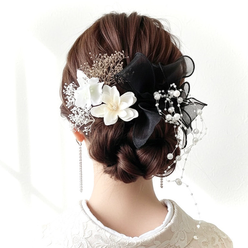 サテンリボン フラワー ヘアアクセサリー ㉖ 髪飾り 卒業式 結婚式