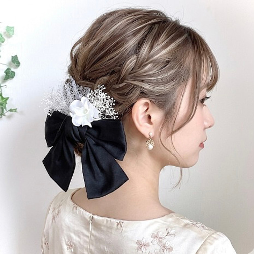 サテンリボン フラワー ヘアアクセサリー ㉖ 髪飾り 卒業式 結婚式