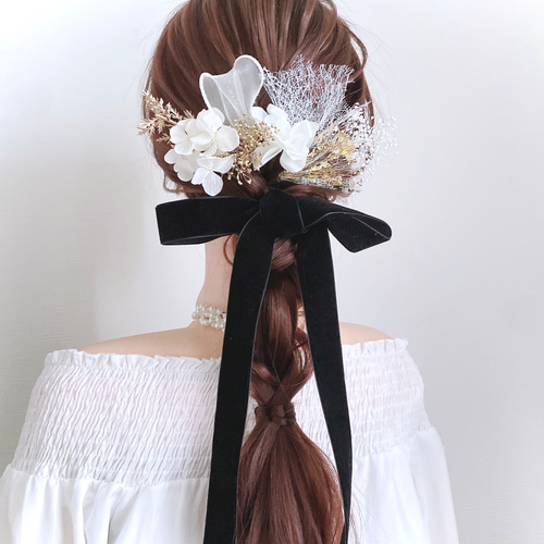 サテンリボン フラワー ヘアアクセサリー ㉖ 髪飾り 卒業式 結婚式