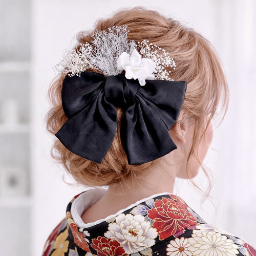 サテンリボン フラワー ヘアアクセサリー ㉖ 髪飾り 卒業式 結婚式