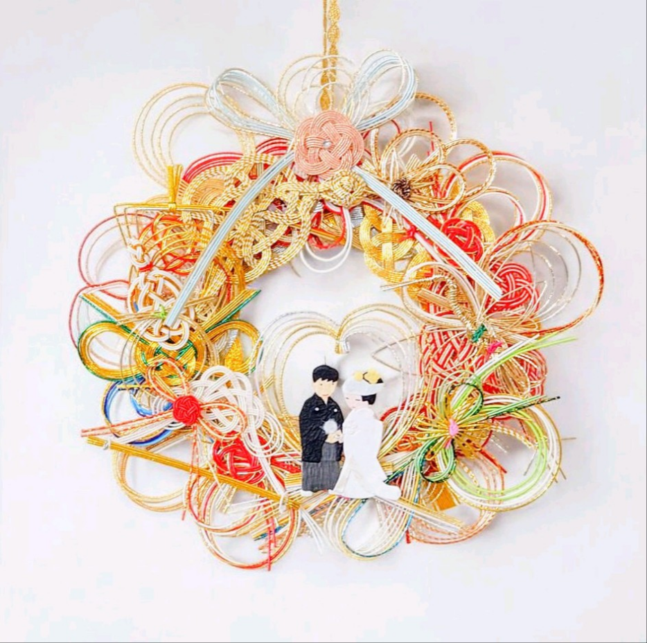 ご祝儀袋リメイク リース (M)サイズ直径約25cm【26〜50個用】ご祝儀袋アート 結婚式 水引アート 水引 御祝儀