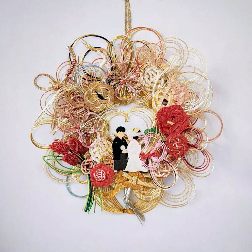 ご祝儀袋リメイク リース (M)サイズ直径約25cm【26〜50個用】ご祝儀袋アート 結婚式 水引アート 水引 御祝儀