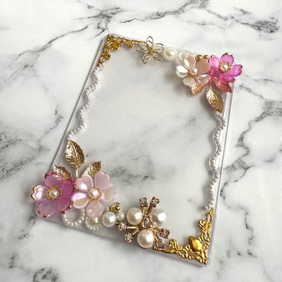 硬質ケースデコ トレカケース デコ ピンク 桜 サクラ 1枚目の画像