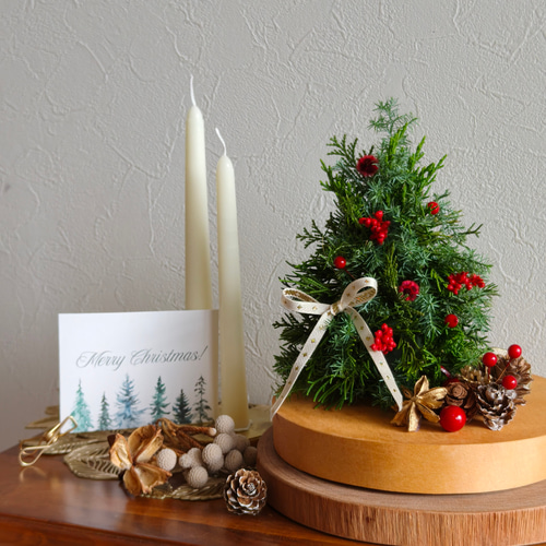 木の実の台つきクリスマスツリーセット ナチュラルクリスマス2025 超早