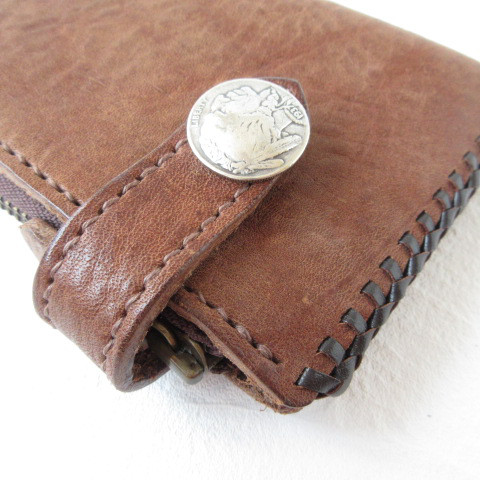 一点物《biker mono》極厚！《シュリンクレザー》ベルト付き・Ｌ字ファスナー・コインケース・0343