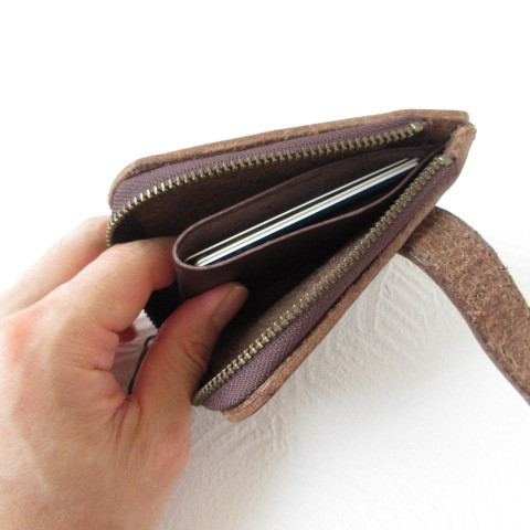 一点物《biker mono》極厚！《シュリンクレザー》ベルト付き・Ｌ字ファスナー・コインケース・0343