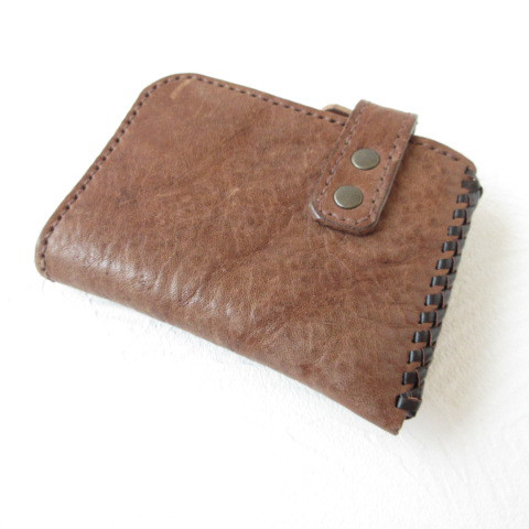 一点物《biker mono》極厚！《シュリンクレザー》ベルト付き・Ｌ字ファスナー・コインケース・0343