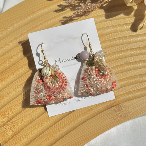 Autumn's bounty 】（インド刺繍リボンピアス・インド刺繍リボン