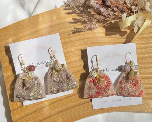 Autumn's bounty 】（インド刺繍リボンピアス・インド刺繍リボン