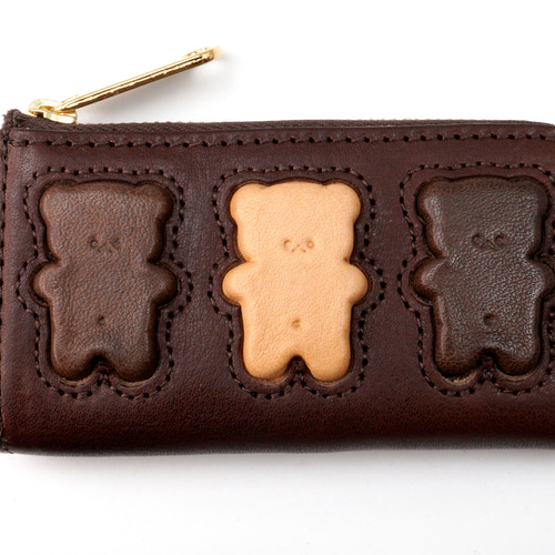 くまちゃんブラウニーキーケース（牛革製）／お菓子な革小物