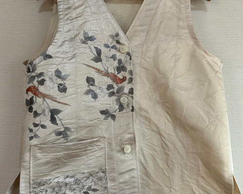 ハンドメイド 着物リメイク 正絹 帯を ベスト 着物 りんご 通販