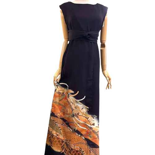 送料無料 着物 リメイク ゆったりなのにほっそりスタイル良く見える