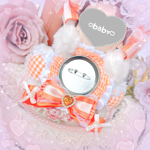 佳橙 ねこ ぬい服 ロゼット×ぬい服 orange check cat^ ܸ. ̫ .ܸ ^♡ ぬい服