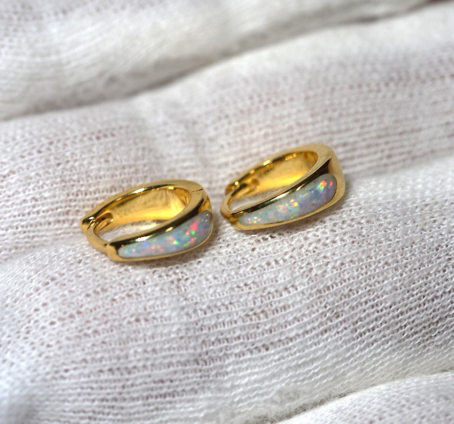 S925wg/gp オパールフープピアス❀