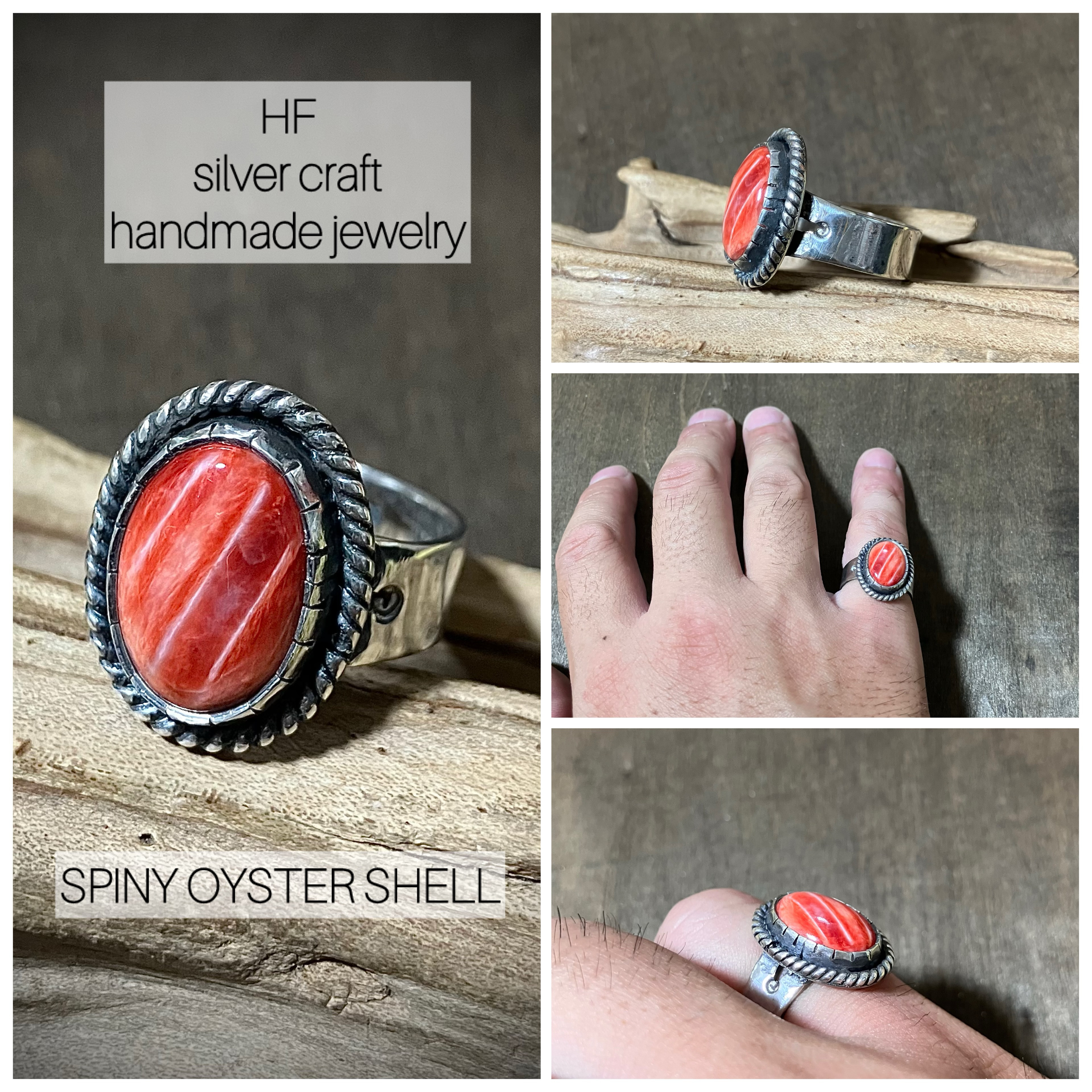 スパイニーオイスターシェル シルバー リング 指輪 13号 #インディアン