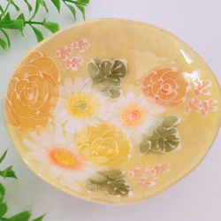 ゆずりは工房 ぐい呑三種揃 緑彩ローズ・紅彩花化粧・薄紅花景色