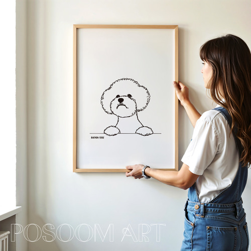 ビション・フリーゼ アートポスター｜犬 シンプルアート A4／A3／A2