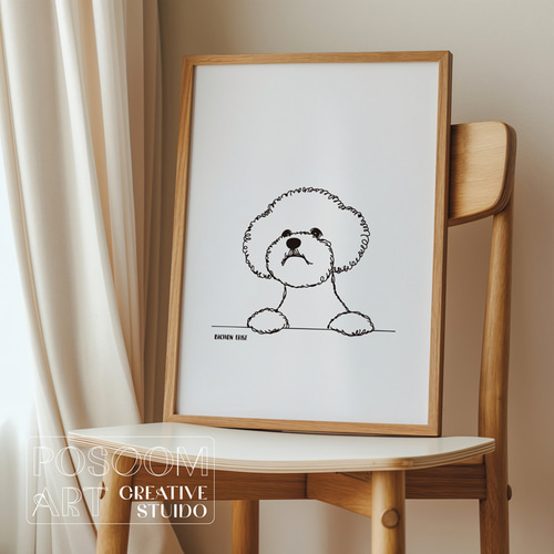 ビション・フリーゼ アートポスター｜犬 シンプルアート A4／A3／A2