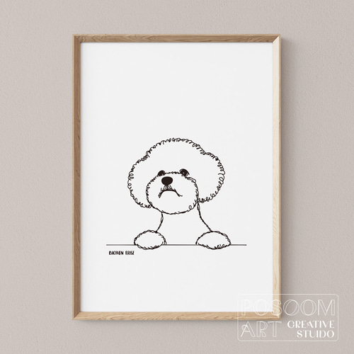 ビション・フリーゼ アートポスター｜犬 シンプルアート A4／A3／A2