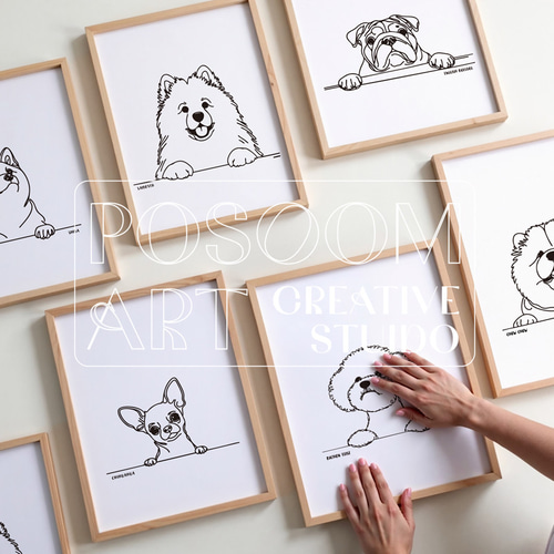 ビション・フリーゼ アートポスター｜犬 シンプルアート A4／A3／A2
