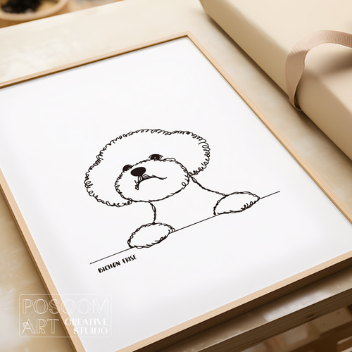 ビション・フリーゼ アートポスター｜犬 シンプルアート A4／A3／A2
