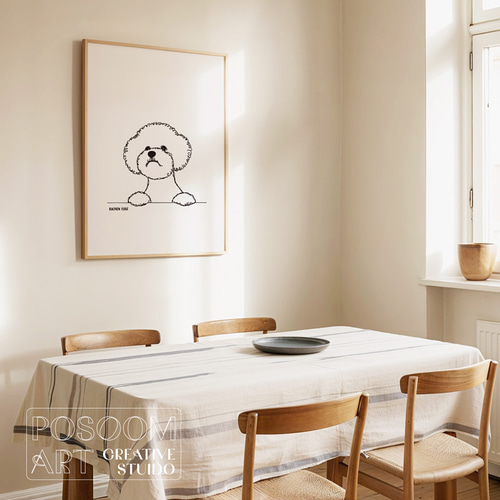 ビション・フリーゼ アートポスター｜犬 シンプルラインアート