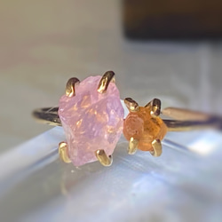 【K14gf】ローズクォーツ ×スペサルタイトガーネットのリング⭐︎受注製作 1枚目の画像