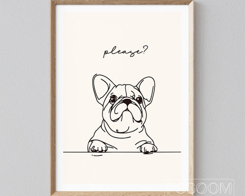 フレンチブルドッグ アートポスター おねだり please｜犬 シンプル