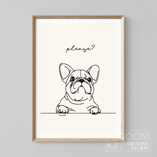 フレンチブルドッグ アートポスター おねだり please｜犬 シンプル