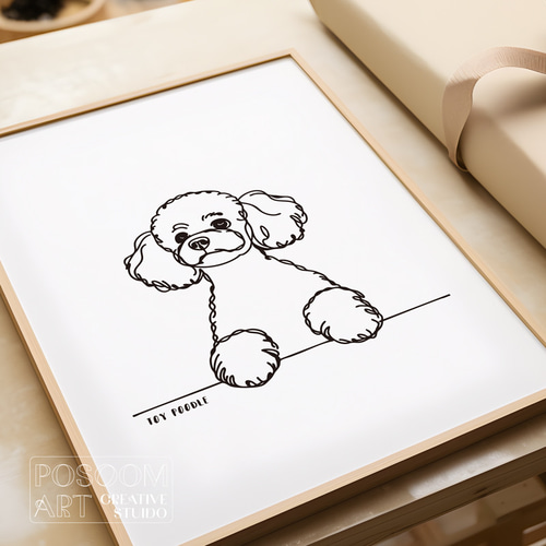 トイプードル アートポスター｜犬 シンプルラインアート A4／A3／A2