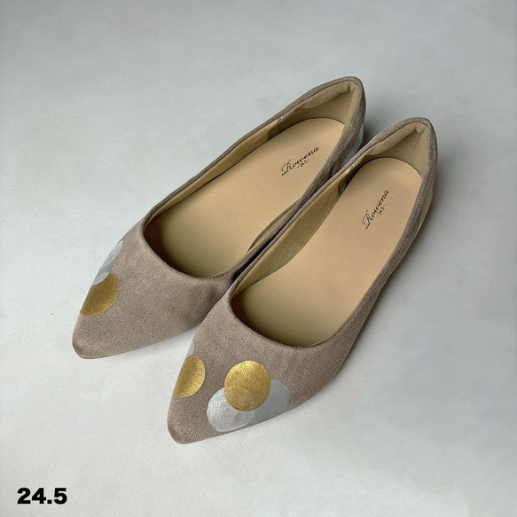 《サイズ限定アウトレット品》秋カラー！ドット柄 パンプス！グレーベージュ＊【23.5/24.5/26.0】5日以内発送！ 6枚目の画像