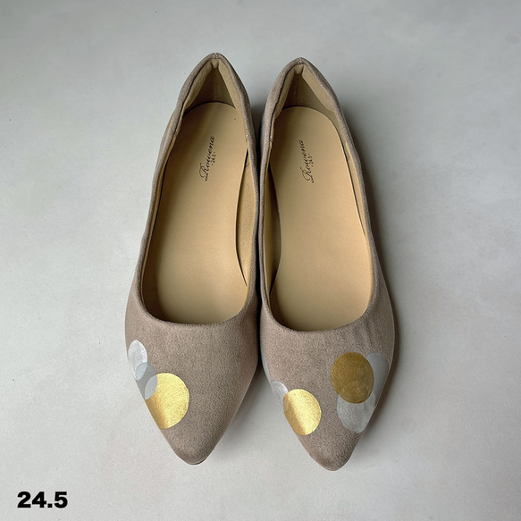 《サイズ限定アウトレット品》秋カラー！ドット柄 パンプス！グレーベージュ＊【23.5/24.5/26.0】5日以内発送！ 5枚目の画像