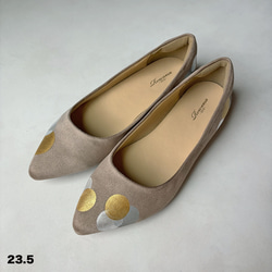 《サイズ限定アウトレット品》秋カラー！ドット柄 パンプス！グレーベージュ＊【23.5/24.5/26.0】5日以内発送！ 3枚目の画像