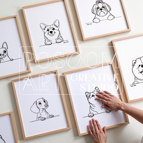 ミニチュアダックスフンド アートポスター｜犬 シンプルラインアート