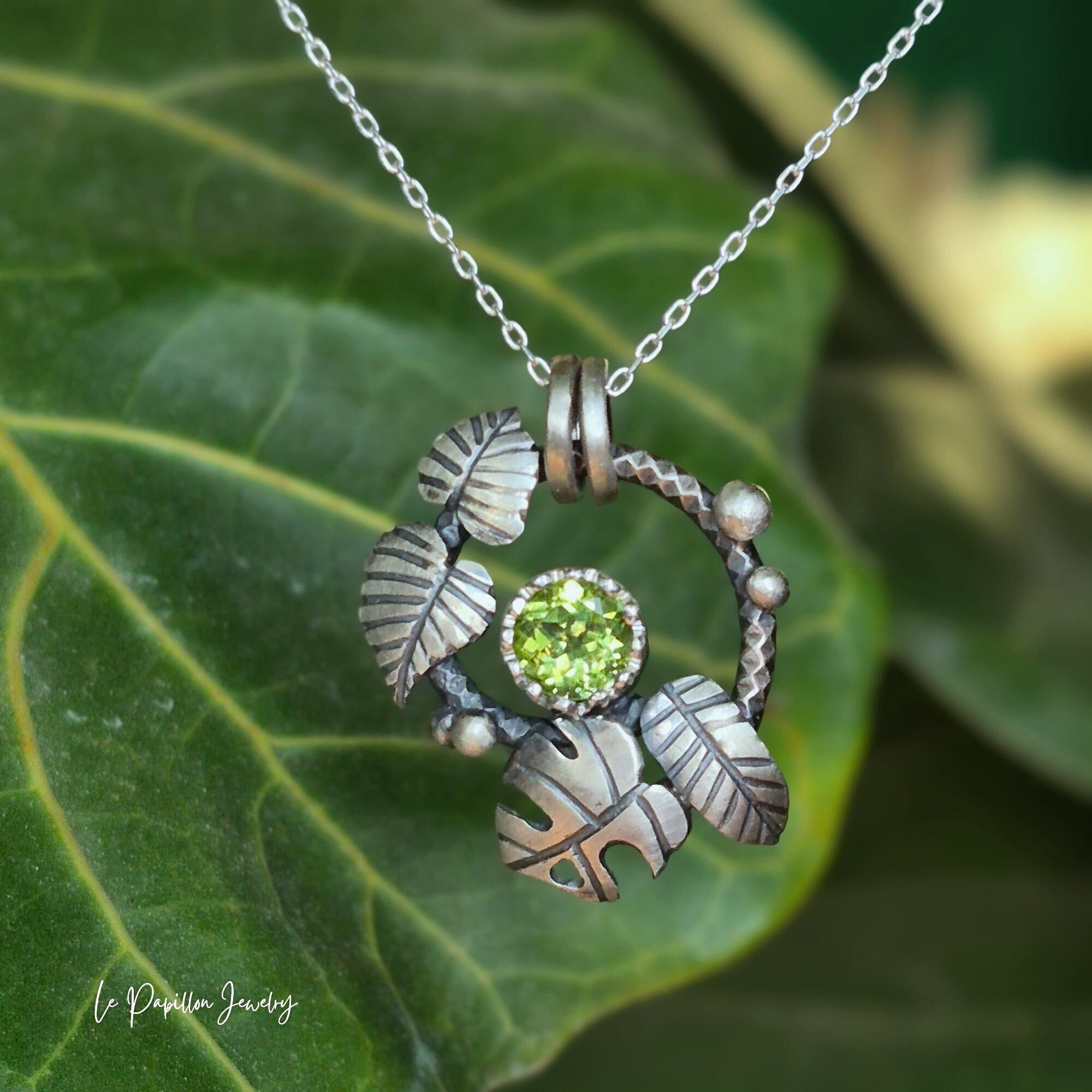 Botanical サーモンピンクトルマリン シルバーネックレス