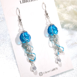 ソーダゼリーくらげのピアス（イヤリング）　N1809 1枚目の画像