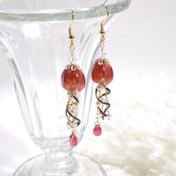 くらげのピアス（イヤリング）　【赤×黒】N1810 4枚目の画像