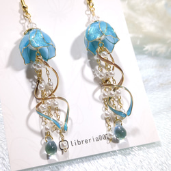 ＊チョコミントイメージ＊くらげのピアス（イヤリング） N1818 3枚目の画像